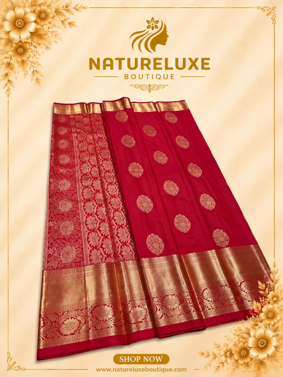 PURE MIX KANCHIPURAM RED WITH GOLD