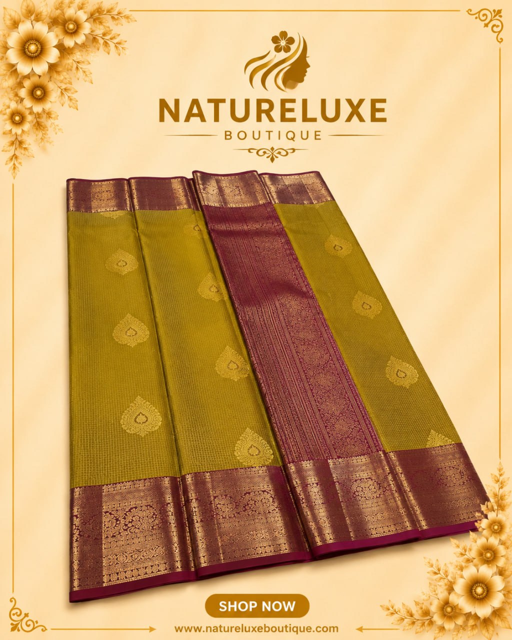 PURE MIX KANCHIPURAM BRIESMAIDE MUSTARD YELLOW WITH DARK PINK COMBO