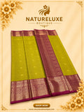 PURE MIX KANCHIPURAM BRIESMAIDE SAREE GREEN WITH PINK