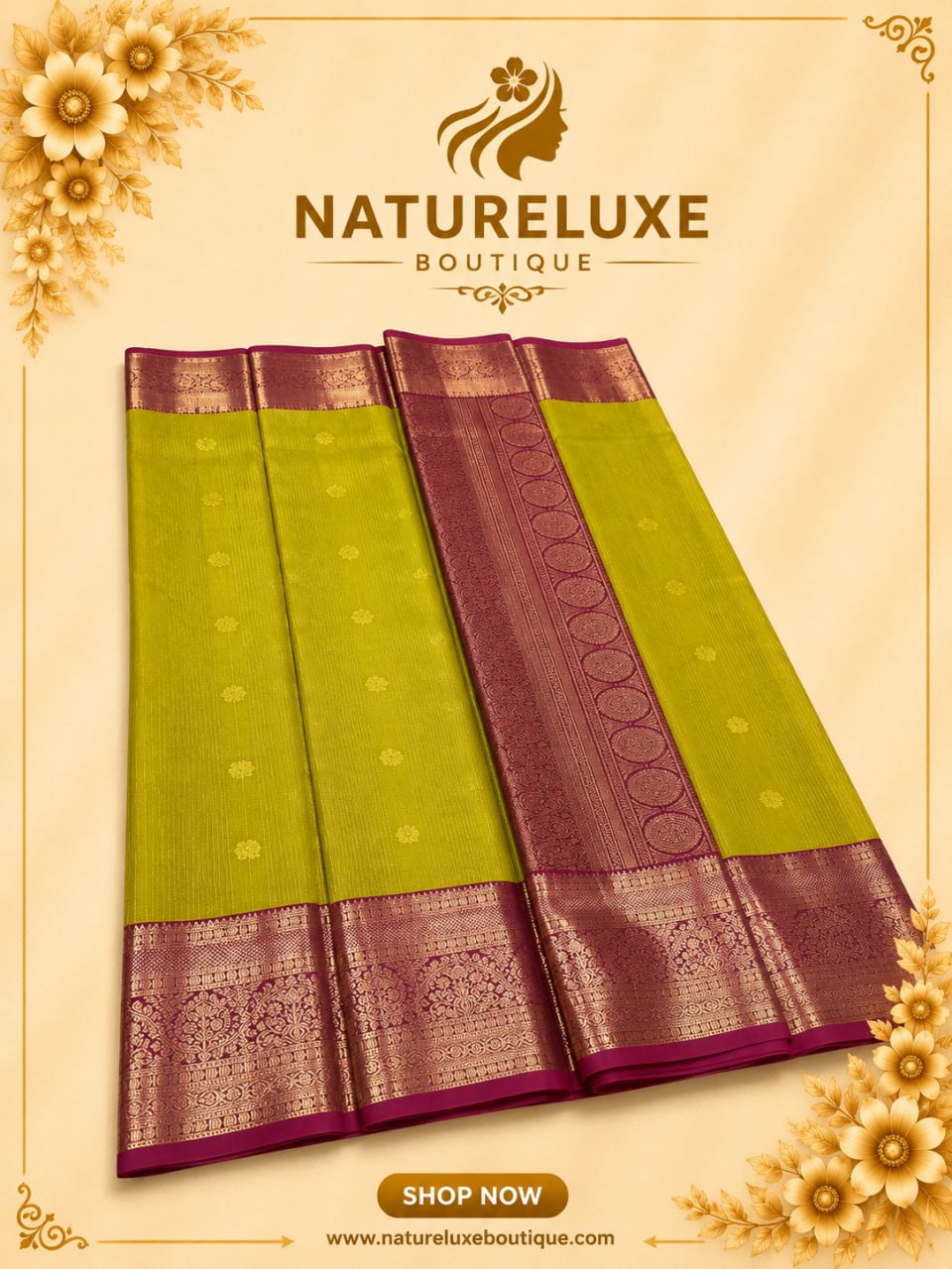PURE MIX KANCHIPURAM BRIESMAIDE SAREE GREEN WITH PINK