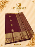 PURE KANCHIPURAM PATTU WITH SILK MARK CERTIFICATE MEROON WITH GOLD