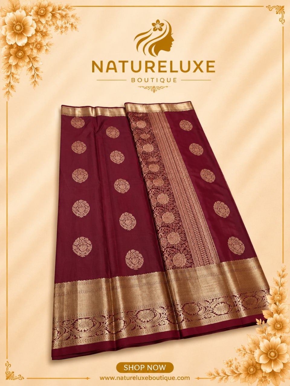PURE MIX KANCHIPURAM BROWN WITH GOLD