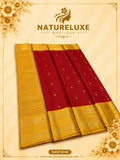 PURE PATTU KANCHIPURAM SILK SAREE RED WITH YELLOW COMBO