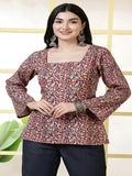 Women Maroon Printed Straight Tunic