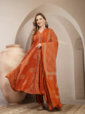 Printed Cotton Blend Anarkali Kurta Set With Dupatta