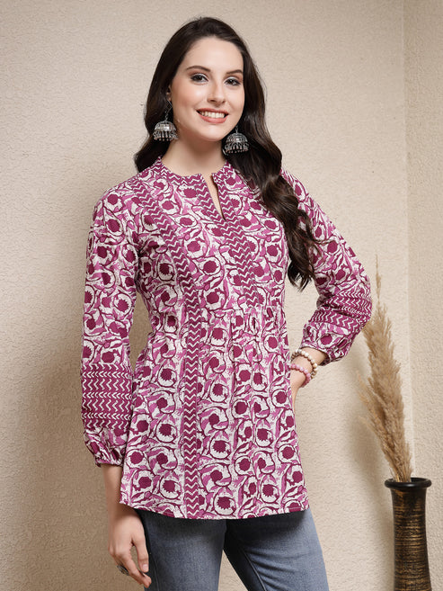 Floral Printed Cotton Empire Top