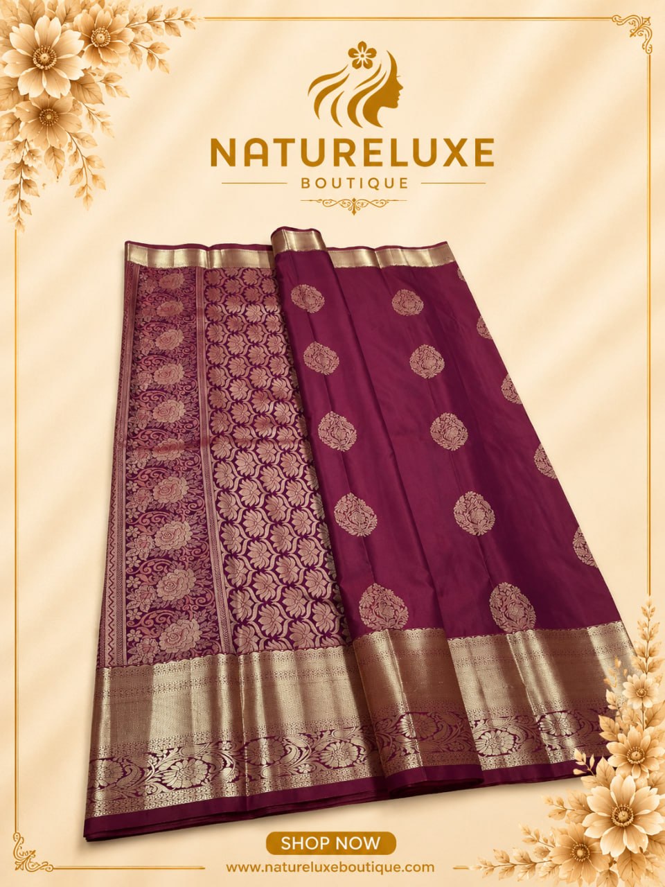 PURE MIX KANCHIPURAM WINE PURPLE WITH GOLD