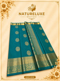 PURE MIX KANCHIPURAM TURQOISE GREEN DUALTONE